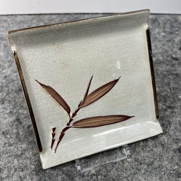 VTG Otagiri Japanese Bamboo Small Square Sushi Trinket Dish 4.75" Japan - Picture 5 of 13